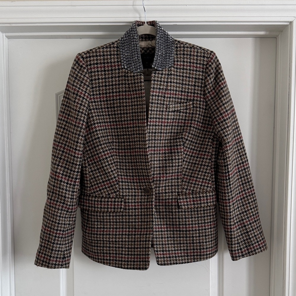 J. Crew Houndstooth Blazer with Sparkle Collar
